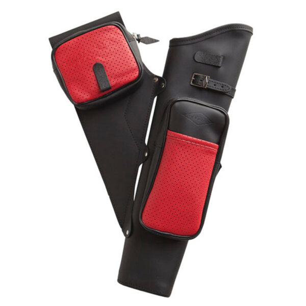 1004279_1 Neet NT-2100 Leather Target Quiver Black with Red Pockets RH