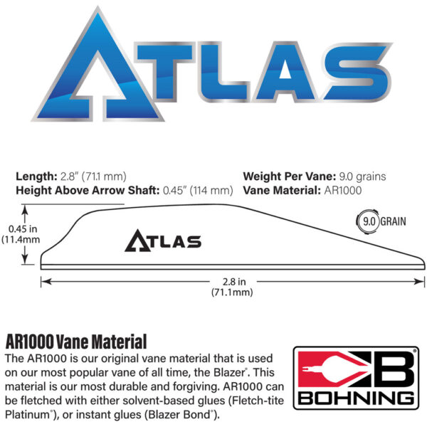 1006109_2 Bohning Atlas Vanes Satin Blue 100 pk.