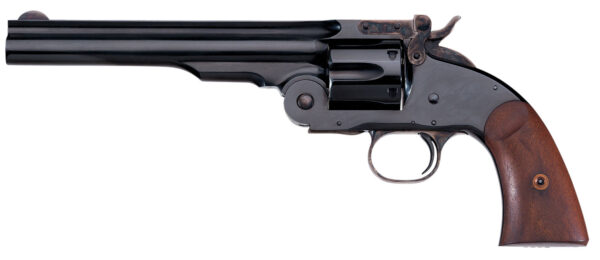 101960 Taylors & Company 550639 Second Model Schofield 45 Colt (LC) Caliber with 7″ Barrel, 6rd Capacity Cylinder, Overall Blued Finish Steel & Walnut Grip