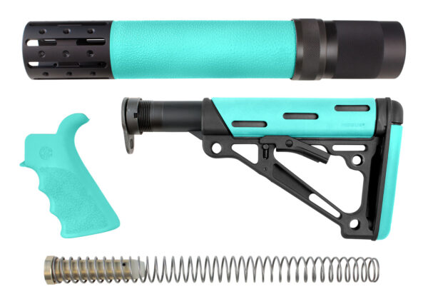 102632 Hogue 13478 OverMolded 3-Piece AR-15 Kit — Collapsible (Aqua)