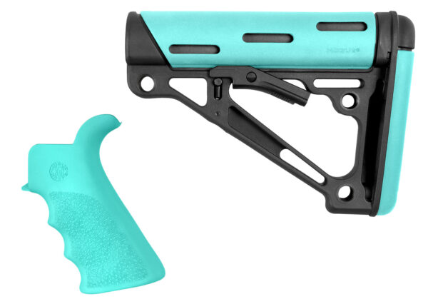 Hogue 13456 OverMolded 2-Piece Collapsible Stock Kit Black/Aqua