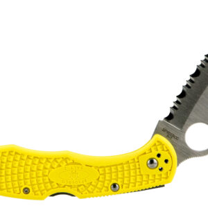 Spyderco Salt 2 3″ H-1 Serrated Folding Knife, Yellow FRN