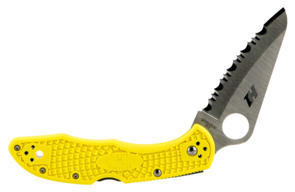 Spyderco Salt 2 3″ H-1 Serrated Folding Knife, Yellow FRN