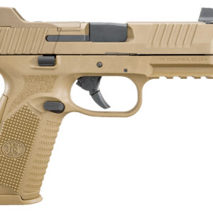 FN 66100383 509T  9mm Luger 10+1 4.50″ Black Steel Threaded Barrel, Flat Dark Earth Optic Cut/Serrated Stainless Steel Slide, Flat Dark Earth Polymer Frame w/Picatinny Rail