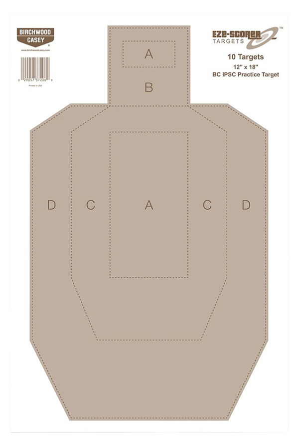 105770 Birchwood Casey EZE-Scorer IPSC Paper Target 12×18 100/PK