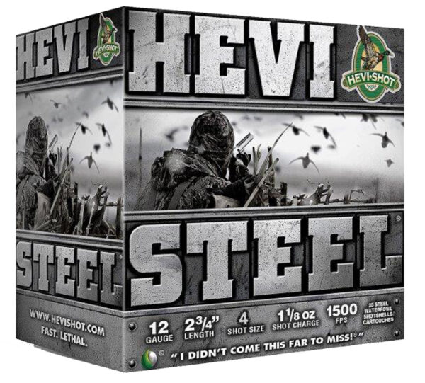 105911 HEVI-Shot HEVI-Steel 12ga 2.75″ 1-1/8oz #4 – 25rd