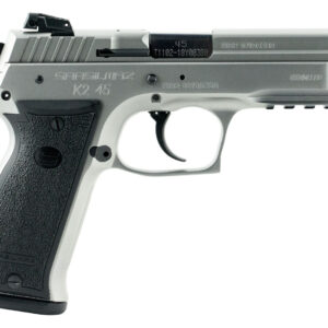 SAR USA K245ST K2  45 ACP 14+1, 4.70″ Black Steel Barrel, Stainless Steel Serrated Slide, Stainless Steel Frame w/Beavertail & Picatinny Rail, Black Polymer Grip, Manual Thumb Safety, Right Hand