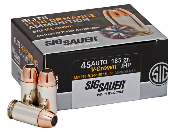108720 Sig Sauer Elite V-Crown 45 ACP 185 gr JHP – 50rd Box