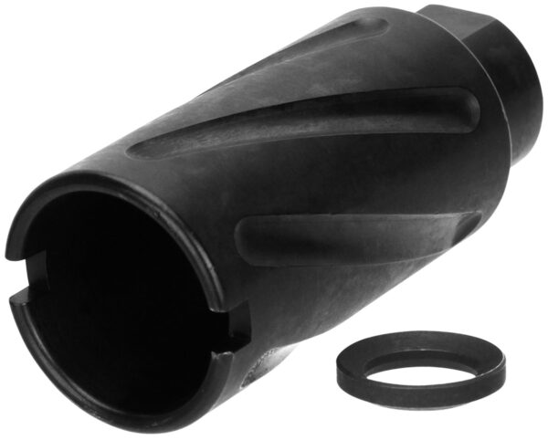 TacFire Spiral Fluted Muzzle Brake — 9mm, 1/2-36 tpi, 2.60″ OAL