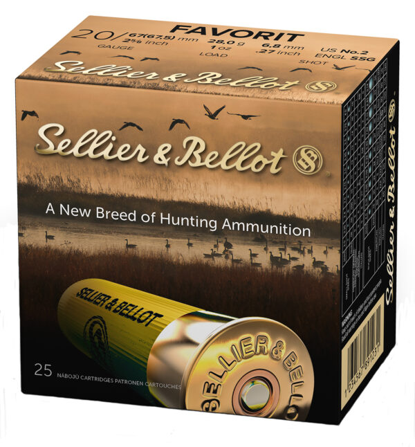 Shotgun shells Sellier & Bellot SB20BSA Hunting 20Gauge 2.63″ 12Pellets 1oz 2Shot 25 Box/10 Case