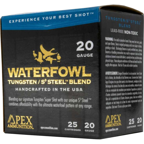 1102898_1 Apex Waterfowl TSS/S3 Steel Blend Shotgun Ammo 20 ga. 3 in. 1 1/8 oz. #2 & #7.5 25 rd.