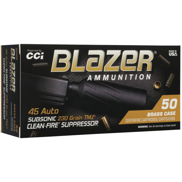 1103296_1 CCI Blazer Clean Fire Suppressor Pistol Ammo 45 Auto 230 gr. TMJ 50 rd.