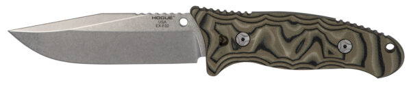 111418 Hogue 35278 EX-F02 4.50″ Fixed Clip Point Plain Tumble Polish 154CM SS Blade/ G-Mascus Green G10 Handle