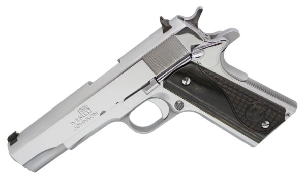 Iver Johnson 1911A1 38 Super 5″ Chrome Black Wood Grips