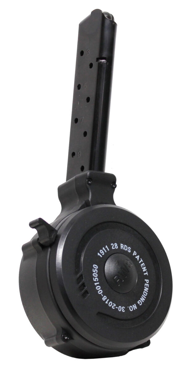 Iver Johnson 1911 28rd Drum Mag – .45 ACP, Black