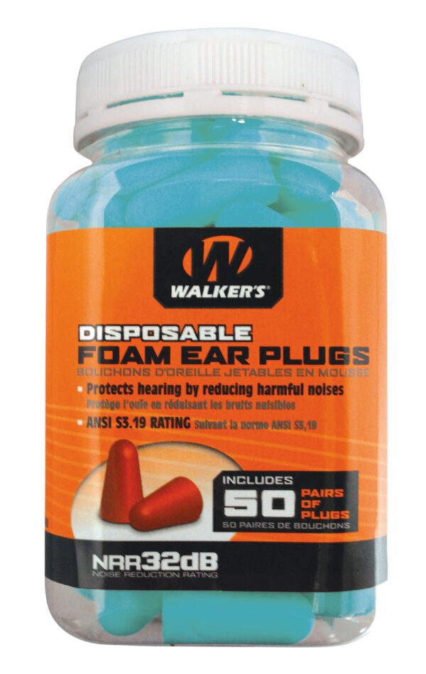 112634 Walkers Foam Ear Plugs 50 Pair Jar Teal
