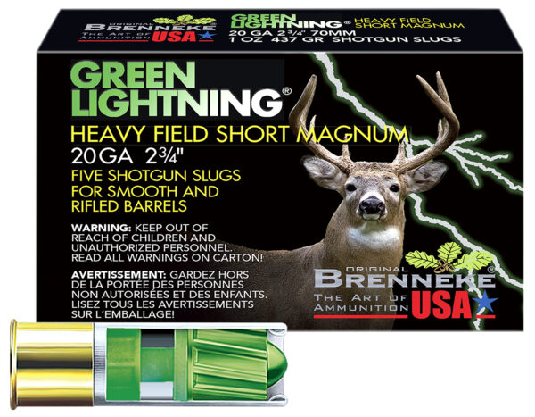 112800 Brenneke Green Lightning 20 GA 2.75in Slug, 5rd Box
