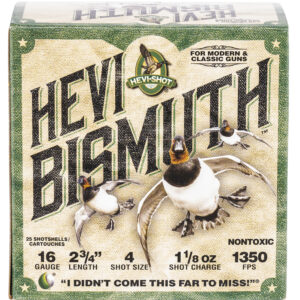 HEVI-Shot HEVI-Bismuth 16GA 2.75″ 1-1/8oz #4 – 25/Box