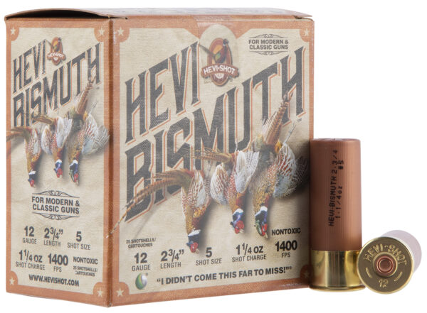 114142 HEVI-Shot HEVI-Bismuth 12ga 2-3/4″ 1-1/4oz 5 Shot 25ct