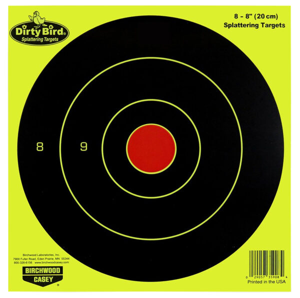 115754 Birchwood Casey Dirty Bird 8″ Bullseye Targets, Hanging, 50 Pack