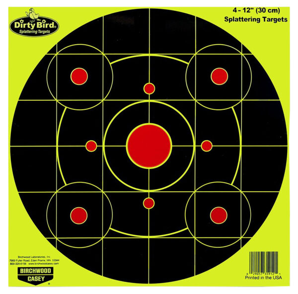 115756 Birchwood Casey Dirty Bird 12-inch Bullseye Targets, 25 Pack