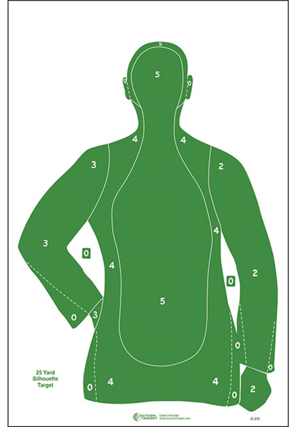 116031 Action Target B21EGREEN100 Silhouette Paper Targets, 23 x 35 in, 100/Box