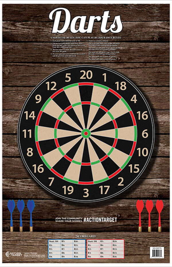 116069 Action Target GSDARTS100 Paper Dart Board Targets 23×35 100/Box