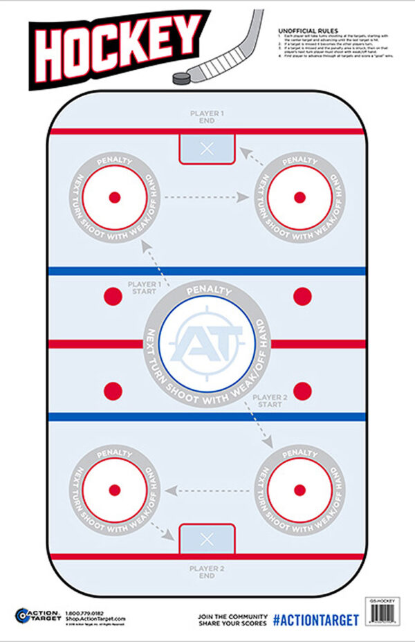 116072 Action Target GSHOCKEY100 Hockey Paper Hanging Target 23×35