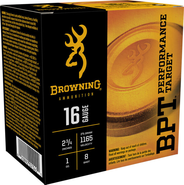 Browning Ammo B193611628 BPT Performance Target  16Gauge 2.75″ 1oz 8Shot 25 Per Box/10 Case