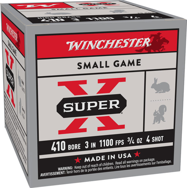 Winchester Ammo X413H4 Super X Heavy Game Load High Brass 410Gauge 3″ 3/4oz 4Shot 25 Per Box/10 Case