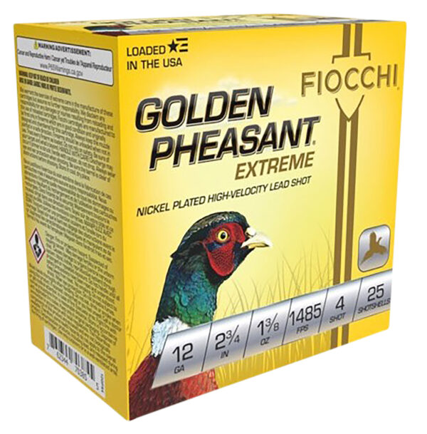 116562 Fiocchi Golden Pheasant 12ga 2.75in 1-3/8oz #4 25rd