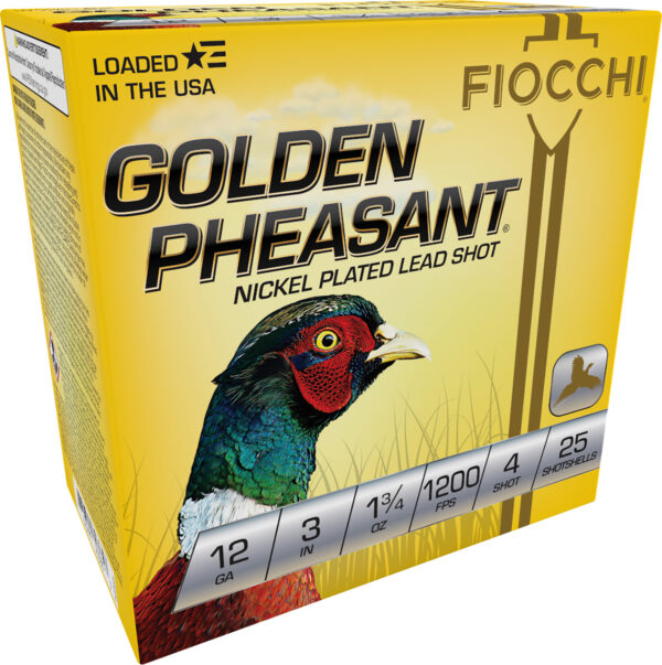 116566 Fiocchi Golden Pheasant 12GA 3″ 1-3/4oz #4 25rd