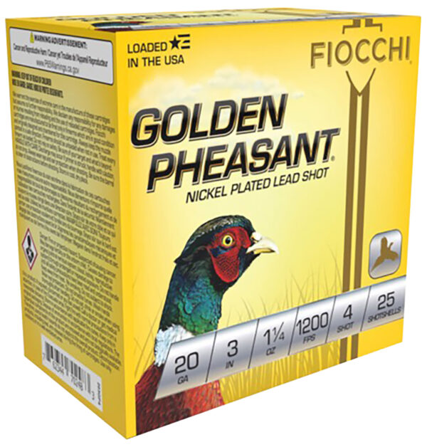 116574 Fiocchi Golden Pheasant 20ga 3″ 1-1/4 oz #4 Shot 25rd