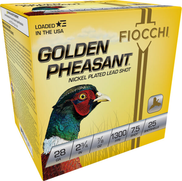 116578 Fiocchi Golden Pheasant 28GA 2.75″ 7/8oz #7.5 25/Box