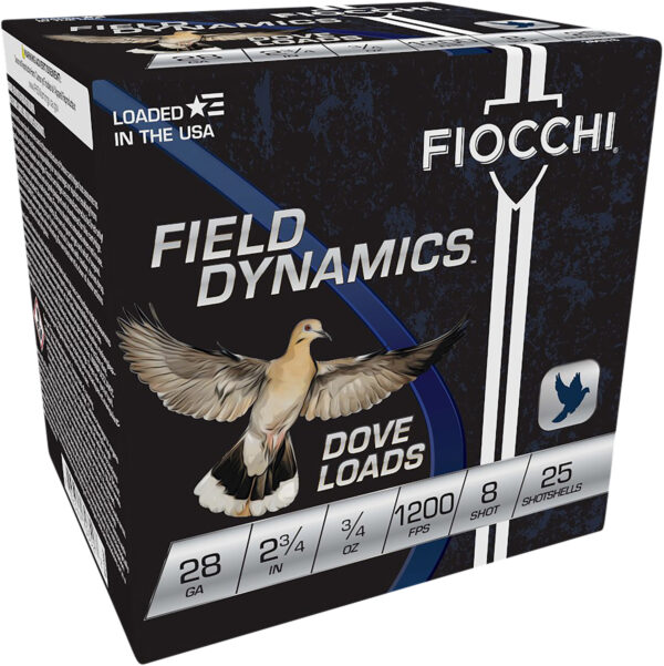 Fiocchi Dove & Quail 28 Gauge 2.75 in 3/4 oz #8, 25/Box