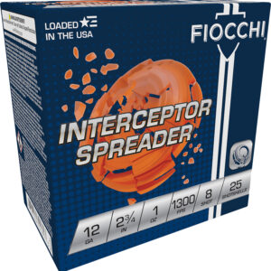 Fiocchi Exacta Interceptor Spreader 12ga 2.75″ 1 oz #8 – 25/Box