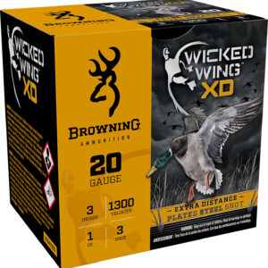 Browning Wicked Wing XD 20ga 3″ 1 oz #3 Steel 25ct Box