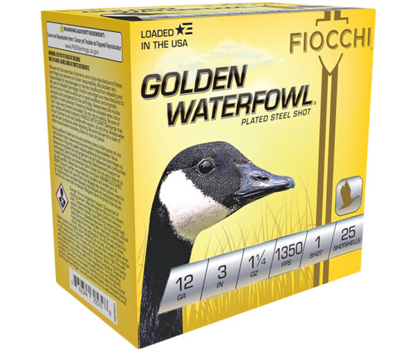 Fiocchi Golden Waterfowl 12 Gauge 3″ #1 Steel 25 Rnds