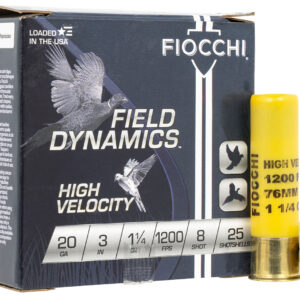 Fiocchi Hi-Vel 20 Gauge 3in 1-1/4oz #8 Shot – 25/Box