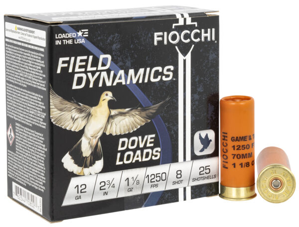 Fiocchi Dove & Quail 12GA 2.75 in 1-1/8oz 8 Shot 25/Box