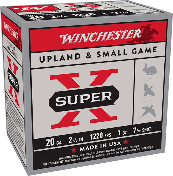 Winchester Super-X 20ga 2-3/4″ 1oz #7.5 Shot 25rd
