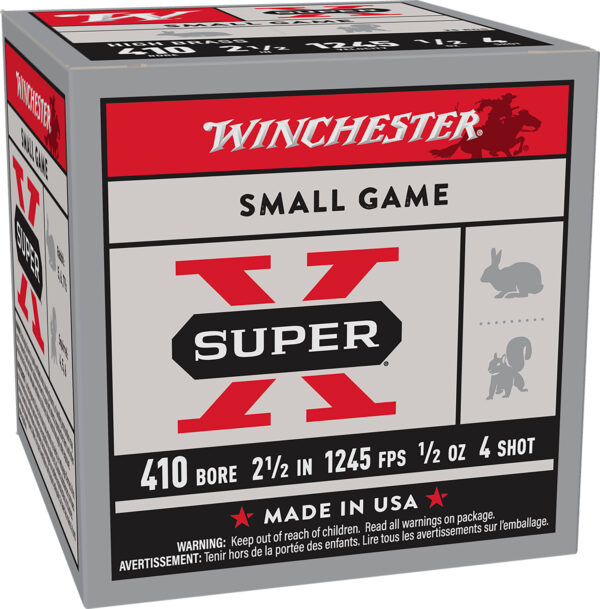 116935 Winchester Super-X 410 Gauge 2.5 in 1/2 oz #4 Shot 25/Box