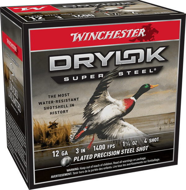 Winchester Drylok Super Steel 12 GA 3″ 1-1/4 oz #4 25rd