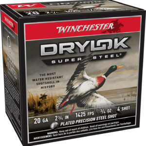 Winchester Drylok Super Steel 20ga 2.75in 3/4oz Size 4 25rd