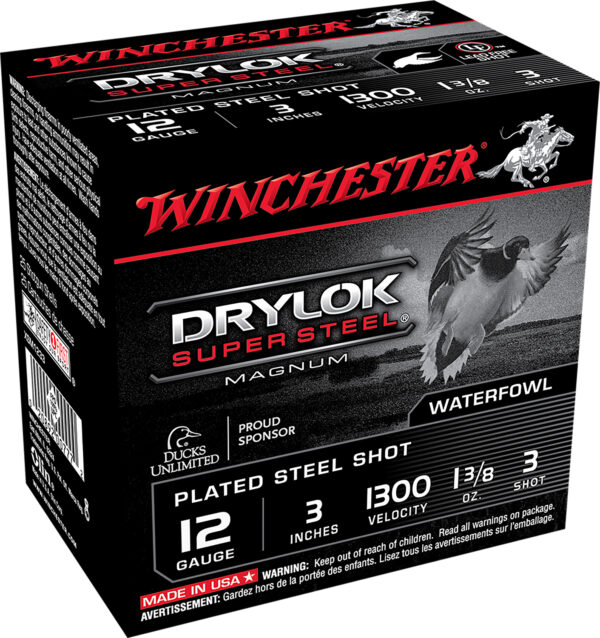 117039 Winchester Ammo XSM1233 Drylok Super Steel Magnum 12Gauge 3″ 1 3/8oz 3Shot 25 Per Box/10 Case