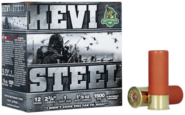 117458 HEVI-Shot HEVI-Steel 12 Gauge 2.75″ 1 1/8 oz #1, 25ct