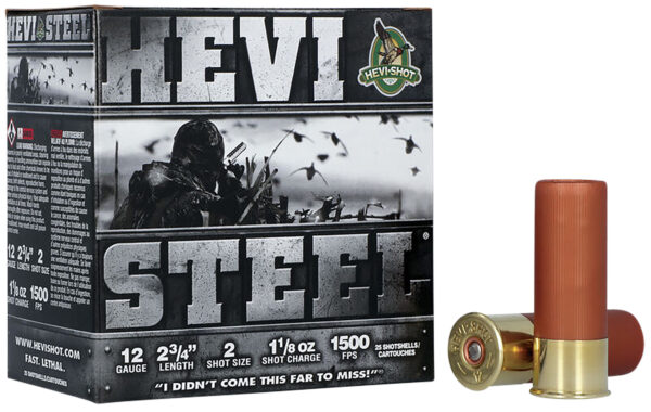 HEVI-Shot HEVI-Steel 12ga 2.75″ 1-1/8oz #2 25/Box