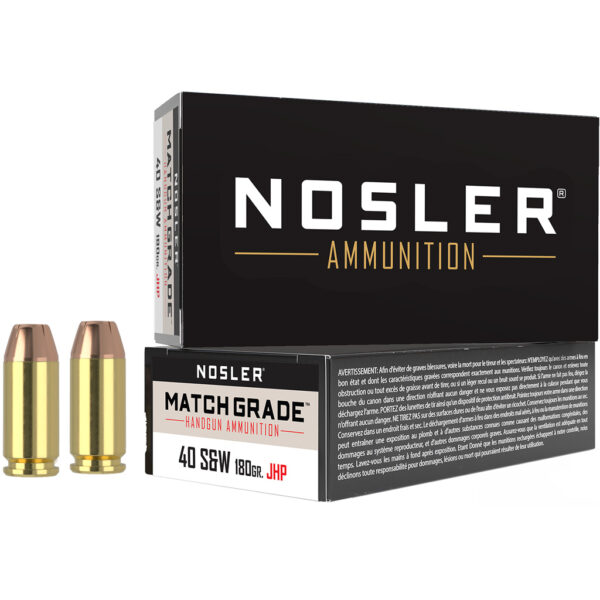 1206233_1 Nosler Match Grade Handgun Ammunition 40 S&W 180 gr. HG JHP 50 rd.