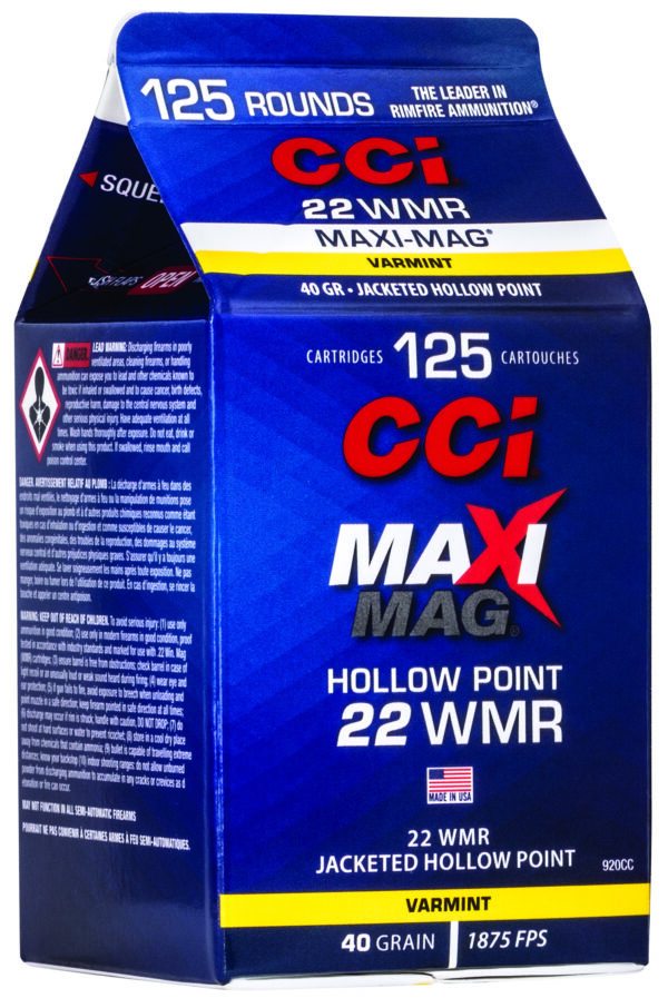 120672 CCI Maxi-Mag .22 WMR 40 gr JHP, 125 rd