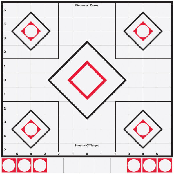 090421-A23_F Birchwood Casey Shoot-N-C Target 8 in. Black/White Sight-In 5 pk.